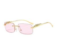 FGSHDBCU MUTYNE Mode Rectangle Lunettes de Soleil sans Monture Femmes Rétro Guépard Décoration Clair Océan Lentille Lunettes Hommes Lunettes de Soleil UV400 Nuances