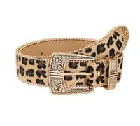 FGSS Ceinture à imprimé léopard pour femme - Ceinture tendance en cuir synthétique avec perles dorées - Boucle ardillon en métal chic pour jeans, pantalons, robes, imprimé léopard, Fit for Waist