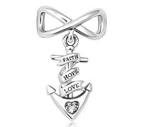 FGT Breloque ancre infini compatible avec les bracelets Pandora Moments en oxyde de zirconium Foi Espoir Amour Famille Anniversaire Noël, Cuivre, Pas de gemme