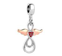 FGT Breloque ange compatible avec bracelets Pandora Moments en forme de larme pour couple, épouse, mari, petite amie, petit ami, anniversaire de mariage, Cuivre, Pas de gemme