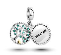 FGT Breloque arbre généalogique compatible avec les bracelets Pandora, tante, grand-mère, mère, épouse, Noël, anniversaire, Zircone cubique, Zircone cubique