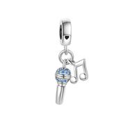 FGT Breloque double en forme de note de musique avec microphone chantant pour bracelets Pandora Moments, taille unique, Cuivre, Pas de gemme