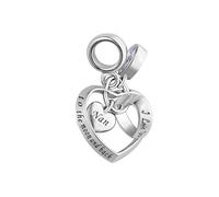 FGT Breloque en forme de cœur avec inscription « Family I Love You » compatible avec les bracelets Pandora To the Moon and Back - Oxyde de zirconium rose, taille unique, Cuivre Zircone cubique, Pas de