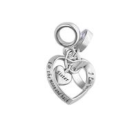 FGT Breloque en forme de cœur avec inscription « Family I Love You » compatible avec les bracelets Pandora To the Moon and Back - Oxyde de zirconium rose, taille unique, Cuivre Zircone cubique, Pas de