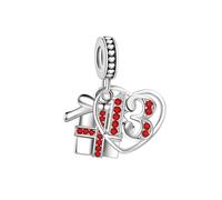 FGT Breloque en forme de cœur avec pierres de naissance étincelantes pour bracelets Pandora Moments en oxyde de zirconium, taille unique, Cuivre Zircone cubique, Pas de gemme