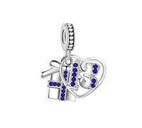FGT Breloque en forme de cœur avec pierres de naissance étincelantes pour bracelets Pandora Moments en oxyde de zirconium, taille unique, Cuivre Zircone cubique, Pas de gemme