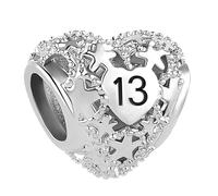FGT Breloque en forme de cœur compatible avec les bracelets Pandora Moments Argent Étoile étincelante, taille unique, Cuivre Zircone cubique, Pas de gemme