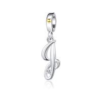 FGT Breloque en forme de lettre initiale de A à Z pour bracelets Pandora, lettres de l'alphabet, cœur doré, pour femme et fille, anniversaire de mariage
