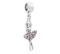 FGT Breloque pendante de danseuse de ballet étincelante compatible avec les bracelets Pandora Charms Moments pour femmes filles anniversaire pierres de naissance en zircone cubique, taille unique