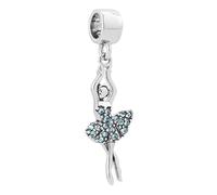 FGT Breloque pendante de danseuse de ballet étincelante compatible avec les bracelets Pandora Charms Moments pour femmes et filles, anniversaire, pierres de naissance en zircone cubique, taille unique