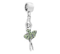 FGT Breloque pendante de danseuse de ballet étincelante compatible avec les bracelets Pandora Charms Moments pour femmes filles anniversaire pierres de naissance en zircone cubique, taille unique