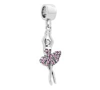 FGT Breloque pendante de danseuse de ballet étincelante compatible avec les bracelets Pandora Charms Moments pour femmes filles anniversaire pierres de naissance en zircone cubique, taille unique
