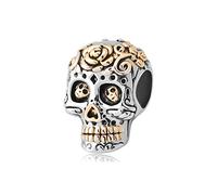 FGT Breloque tête de mort en sucre pour femme compatible avec bracelets Pandora Dia de los Muertos Cadeau pour filles, amies, petite amie, famille, anniversaire, Zircone cubique, Pas de gemme
