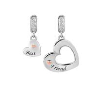 FGT Lot de 2 breloques d'amitié séparables en forme de cœurs compatibles avec bracelets Pandora pour mère, fils, maman, fille, sœur, épouse, tante, nièce, mari, meilleurs amis, taille unique, Cuivre