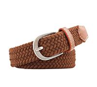 FGUJSUR 2.5cmx100cm Unisex Extended Elastic Knitted Thin Belt Women's Needle Button Canvas Jeans Student For Women(Brown)