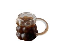 FGUJSUR 350ML Glass Coffee Mug Creative Cup Sleeve Glasses Coffeeware Beautiful Tea Mugs Beer(With handle)