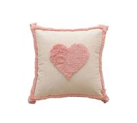 FGUJSUR Carré Housse Coussin Housse De Coussin Touffetée en Coton Rose avec Pompons, Jolie Taie d'oreiller Décorative for Canapé, Chic(Color 04)