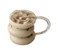 FGUJSUR Clear Creative Drinking Glasses ice coffee glasses clear Wave Bubble milk tea cup juice beverage cups cocktail 430ml(With handle)