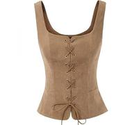 FGUJSUR Corset médiéval à lacets for femme, costume de chasseur et guerrier, cosplay(Kaqi,L)