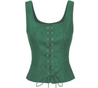 FGUJSUR Corset médiéval à lacets for femme, costume de chasseur et guerrier, cosplay(Orange,S)