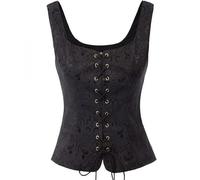 FGUJSUR Corset médiéval à lacets for femme, costume de chasseur et guerrier, cosplay(Pink,M)