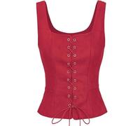 FGUJSUR Corset médiéval à lacets for femme, costume de chasseur et guerrier, cosplay(Red,XX-Large)