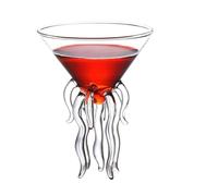 FGUJSUR Creative Cocktail Glass - Porcupine Fish/Swan/Rose/Octopus/Bird Design, Novelty Drink Cup for KTV Bar Night Party(Octopus 120ml)