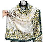 FGUJSUR Écharpe En Coton Et Lin Écharpe élégante en coton et lin for femme, petit châle chaud long, motif floral, idéal for l'automne l'hiver, double usage(Color 01)