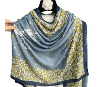 FGUJSUR Écharpe En Coton Et Lin Écharpe élégante en coton et lin for femme, petit châle chaud long, motif floral, idéal for l'automne l'hiver, double usage(Color 03)