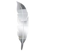 FGUJSUR Grand Plume 3D Miroir Autocollant Mural for Salon Art Décor À La Maison Vinyle Bricolage Papier Peint(Silver)