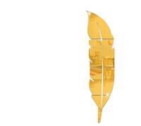 FGUJSUR Grand Plume 3D Miroir Autocollant Mural for Salon Art Décor À La Maison Vinyle Bricolage Papier Peint(Golden)