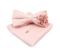 FGUJSUR Nœuds Papillon Pré-Noués Ensemble de mouchoirs et pochettes en coton uni for homme, couleur rose bleu, nœud papillon ultra doux, idéal for une fête mariage(Color 4)