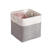FGUJSUR Panier de rangement en tissu lin grande capacité, panier carré for vêtements sales, for le tri(White)
