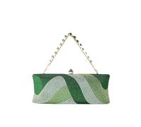 FGUJSUR Pochette élégante for femme ornée de strass, bandoulière chaîne, sac à main raffiné for mariage ou soirée cocktail. Sac en cristal for(Green)