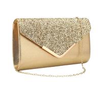 FGUJSUR Pochettes dorées à motif en V, chaîne métal, paillettes et sequins, pochettes de soirée avec enveloppe, sacs main décontractés for femmes, parfaits for les fêtes, mariages banquets(Color 1)