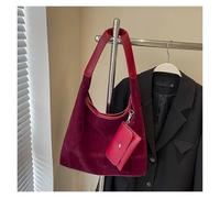 FGUJSUR Sac à bandoulière en daim for femme avec poche intérieure, sac hobo fermeture magnétique, grand main(Wine Red)
