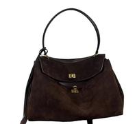 FGUJSUR Sac à main en cuir suédé for femme, sacoche tendance(Coffee Silver buckle,29cm-10cm-20cm)