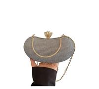 FGUJSUR Sac de soirée mini brillant avec chaîne strass, pochette luxe à paillettes et anse en métal, élégante for robe mariée, sac réception ou banquet(Gray)