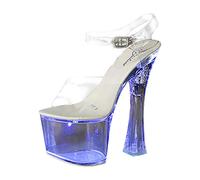 FGUUTYM 17 cm Talon fin Pole Dance Plateforme Modèle Montrer Sexy Transparent Talons Hauts Banquet Femmes Grandes Sandales Mode Offres Chaussures pour Femmes, bleu, 39 EU