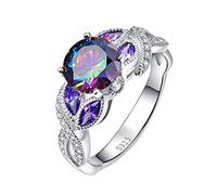 FGUUTYM Bague élégante en oxyde de zirconium ovale multicolore bijoux saphir femmes anneaux en zircone pour femmes taille 6 anneaux avec gravure pour date, 8, Cuivre, Aucune pierre précieuse
