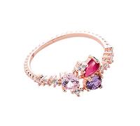 FGUUTYM Bagues pas cher Argent Magnifique Bague Pierre Réglable pour Femmes Fleur Pierre Rouge Cluster Fleur Empilable Bague Ouverte Rose Anneaux Larges Anneaux Argent, taille unique, Aucune pierre