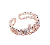 FGUUTYM Bagues pas cher Argent Magnifique Bague Pierre Réglable pour Femmes Fleur Pierre Rouge Cluster Fleur Empilable Bague Ouverte Rose Anneaux Larges Anneaux Argent, taille unique, Aucune pierre