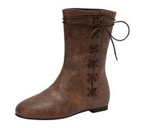FGUUTYM Bottes de cowboy Renaissance - Unisexe - Style western - Pour homme et femme - Rétro - En cuir synthétique - Bottes de cowboy médiévales - Bottes de transition - Chaussures à enfiler, marron
