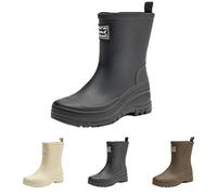 FGUUTYM Bottes de pluie pour femme - Bottes de pluie mi-hautes - Imperméables - Antidérapantes - En caoutchouc - Légères - Couleur unie - Plates - Bottes de pluie - Bottes de pêche - Chaussures de