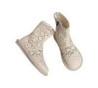 FGUUTYM Bottines basses pour femme - Bottines creuses et respirantes - Bottines plates mi-hautes - Bottes mi-hautes - Bottes de transition - Bottes d'été pour femme, Blanc., 39 EU