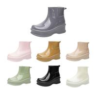 FGUUTYM Bottines en caoutchouc pour femme - Bottes de pluie - Imperméables - Antidérapantes - Confortables - Semelle épaisse - Amortissement tendance - Bottes de pluie antidérapantes - Bottes de