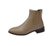 FGUUTYM Bottines mi-hautes avec talon bloc - Automne et hiver - Bottines courtes pour femme - Bottes d'été pour femme - Bottes de transition en cuir synthétique, kaki, 36 EU