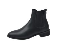 FGUUTYM Bottines mi-hautes avec talon bloc - Automne et hiver - Bottines courtes pour femme - Bottes d'été pour femme - Bottes de transition en cuir synthétique, Noir , 37 EU