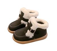FGUUTYM Boys Toddler Little Kid Warm Furry Winter Ankle Flat Boot Snowproof Solid Color Boots Rubber Sole For Every Cold Day Bottes d'hiver Enfant, Noir , 28 EU
