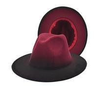 FGUUTYM Chapeau de jazz dégradé de couleur, chapeau cylindrique en laine, chapeau pour homme, chapeau à visière d'extérieur chapeau de paille noir homme, Bordeaux, taille unique